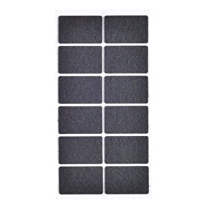 Siyah Keçe 12 Adet 3,5 X 5,5 Cm Dikdörtgen Yapışkanlı Sandalye, Masa, Koltuk Altı Parke Koruma