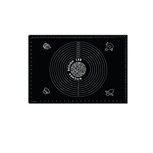 2'li Set Siyah 45x65 Cm Silikon Hamur Açma Matı Ve Gri Silikon Yanmaz Mutfak Fırın Eldiveni