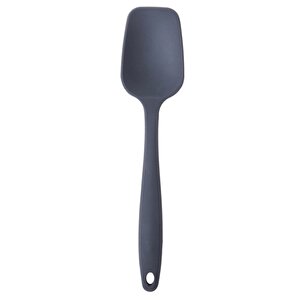 Büyük Boy Yanmaz Yapışmaz Silikon Antrasit Düz Spatula Antrasit Tekli 27 Cm