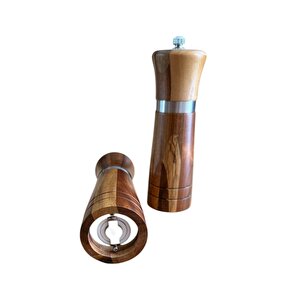 Akasya Komple Ahşap Gövdeli Tuz Karabiber Değirmeni Baharat Öğütücüsü 16 Cm - 2 Adet - 392