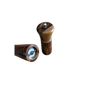 Akasya Komple Ahşap Gövdeli Tuz Karabiber Değirmeni Baharat Öğütücüsü 16 Cm - 2 Adet - 392