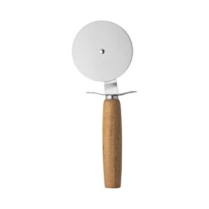 Büyük Boy Bambu Saplı Paslanmaz Çelik Hamur Kesici & Pizza Ruleti 23 Cm Hamur Ruleti