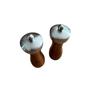 Akasya Komple Ahşap Gövdeli Tuz Karabiber Değirmeni Baharat Öğütücüsü 16 Cm - 2 Adet - 390