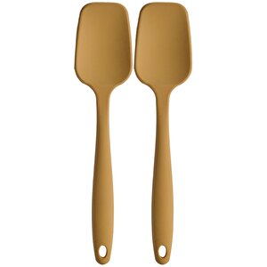 Büyük Boy Yanmaz Yapışmaz Silikon Düz Spatula Sarı 2 Adet