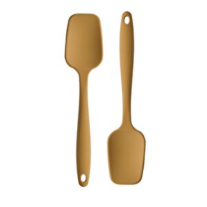 Büyük Boy Yanmaz Yapışmaz Silikon Düz Spatula Sarı 2 Adet
