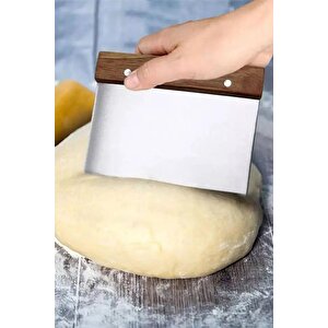 Paslanmaz Çelik Ahşap Saplı Hamur Pasta Börek Kek Çörek Şekillendirici Kesici Kazıyıcı Spatula