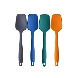 Büyük Boy Yanmaz Yapışmaz Silikon Düz Spatula Seti 4 Adet – Düz Spatula Antrasit Mavi Yeşil Turuncu