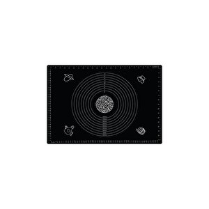 2'li Set Siyah 45x65 Cm Silikon Hamur Açma Matı Ve Pratik Ahşap Saplı Silindir Hamur Açıcı