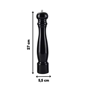 Mat Siyah Tuz Karabiber Değirmeni Baharat Öğütücüsü Büyük Boy 27 Cm 2 Adet