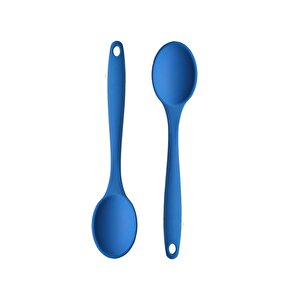 Mavi Silikon Kaşık Büyük Boy Yanmaz Yapışmaz Silikon Kaşık Mavi 27 Cm - 1 Adet
