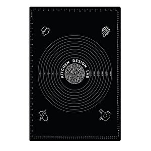 Siyah Silikon Hamur Açma Matı 45 X 65 Cm, 36 Cm Pizza Tepsisi Ve Ahşap Saplı Hamur Açıcı