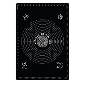 Siyah 45x65 Cm Silikon Hamur Açma Matı, Çelik Un Eleği Ve Hamur Dinlendirme Poşeti 8 Li