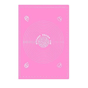 Pembe Silikon Ölçülü Çok Amaçlı Hamur Açma Matı 45 Cm X 65 Cm, Çelik Un Eleği Ve Çelik Hamur Kesici