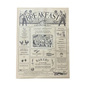 Vintage Desenli Breakfast Kahvaltı Servis Ve Sunum Kağıdı 37x28 Cm 250 Adet