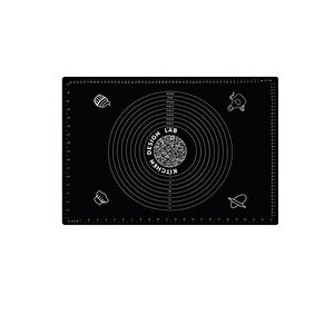 2'li Set Siyah 45x65 Cm Silikon Hamur Açma Matı Ve Kullan At Krema Torbası