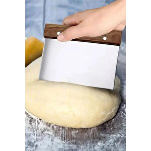 Mor Ölçülü Hamur Açma Matı 45 X 65 Cm Ve Paslanmaz Çelik Ahşap Saplı Hamur Kesici Kazıyıcı Spatula