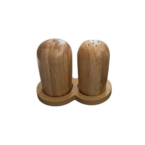Bambu Standlı Tuzluk Karabiberlik 2'li Set