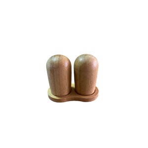 Bambu Standlı Tuzluk Karabiberlik 2'li Set