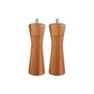 Akasya Komple Ahşap Gövdeli Tuz Karabiber Değirmeni Baharat Öğütücüsü 16 Cm - 2 Adet - 395