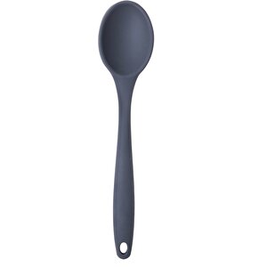 Büyük Boy Yanmaz Yapışmaz Antrasit Düz Spatula Ve Kaşık Seti 2'li