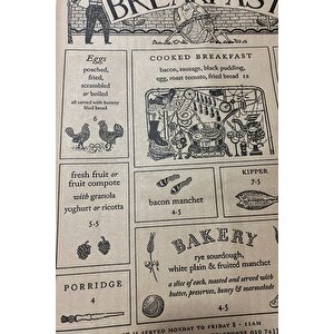 Vintage Desenli Breakfast Kahvaltı Servis Ve Sunum Kağıdı 37x28 Cm 50 Adet