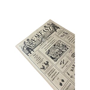 Vintage Desenli Breakfast Kahvaltı Servis Ve Sunum Kağıdı 37x28 Cm 50 Adet