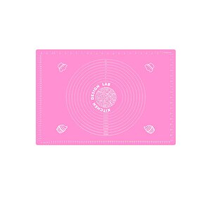 Pembe Ölçülü Hamur Açma Matı 45 X 65 Cm Ve Paslanmaz Çelik Ahşap Saplı Hamur Kesici Kazıyıcı Spatula