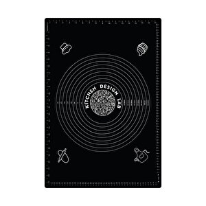 2'li Set Siyah 45x65 Cm Silikon Hamur Açma Matı Ve Kare Mantımatik Seti