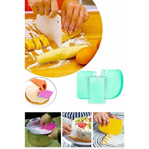 2 Li Set 45x65 Cm Silikon Hamur Açma Matı Ve 3'lü Hamur Kesici Kazıyıcı Dekoratör Set