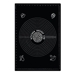 Siyah Silikon Hamur Açma Matı 45 X 65 Cm, 28 Cm Pizza Tepsisi Ve Ahşap Saplı Hamur Açıcı