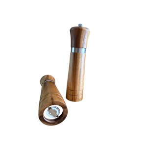 Akasya Komple Ahşap Tuz Karabiber Değirmeni Baharat Öğütücüsü 21 Cm - 2 Adet - 393