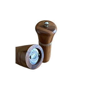 Akasya Komple Ahşap Tuz Karabiber Değirmeni Baharat Öğütücüsü 21 Cm - 2 Adet - 393