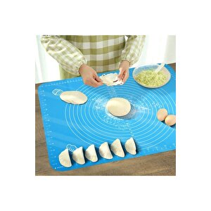 Büyük Boy 45x65 Cm Silikon Hamur Açma Matı Ve Hamur Kesme Spatula Seti