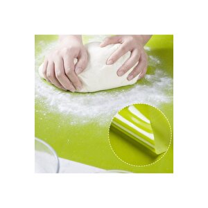 Büyük Boy 45x65 Cm Silikon Hamur Açma Matı Ve Hamur Kesme Spatula Seti
