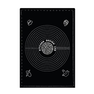 Siyah Silikon Ölçülü Çok Amaçlı Hamur Açma Matı 45 Cm X 65 Cm Ve Çelik Un Eleği