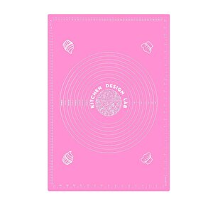Pembe 1. Sınıf Kaliteli Silikon Ölçülü Çok Amaçlı Hamur Açma Matı 45 Cm X 65 Cm Ve Çelik Un Eleği