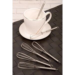 Yaylı Paslanmaz Çelik Çay Kaşığı Mini Çırpıcı 6 Lı Set 1 Paket