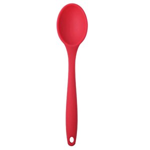 Kırmızı Silikon Kaşık Büyük Boy Yanmaz Yapışmaz Silikon Kaşık Kırmızı 1 Adet 27 Cm
