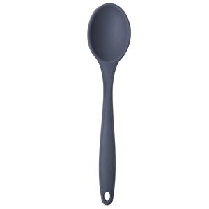 4 Lü Antrasit Yanmaz Yapışmaz Silikon Düz Yassı Spatula Kaşık 3 Adet Ve Siyah Silikon Maşa 1 Adet