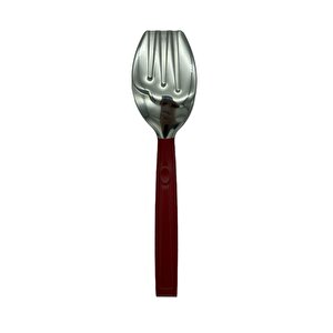 Lüks 3 Parça Gümüş Kırmızı Paslanmaz Çelik Makarna, Salata, Pasta Maşası Seti 18/10 Paslanmaz Çelik