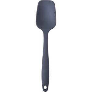 Büyük Boy Yanmaz Silikon Düz, Yassı, Kaşık Spatula Seti 3 Parça - Spatula Kaşık Antrasit 3 Adet