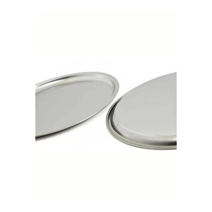 Paslanmaz Çelik 4 Adet 25 Cm Yuvarlak Servis, Pasta, Kurabiye, İkram Tabağı, Servis Tabağı 4 Adet