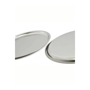 Paslanmaz Çelik 6 Adet 25 Cm Yuvarlak Servis, Pasta, Kurabiye, İkram Tabağı, Servis Tabağı 6 Adet