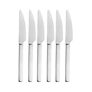 Parlak Gümüş Pasta Ve Tatlı Bıçağı Seti, Paslanmaz Çelik Kahvaltı Bıçak Seti 6 Adet, Kutulu