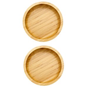 Yuvarlak Bambu Orta Boy Çok Amaçlı Kase, Bambu Çerezlik, Sunum Tabağı 16 Cm Orta Boy Sunum 2 Adet