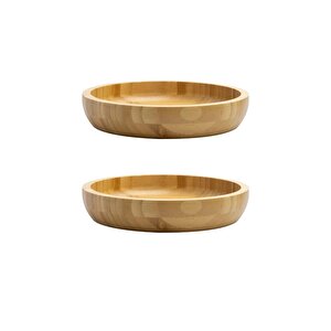 Yuvarlak Bambu Orta Boy Çok Amaçlı Kase, Bambu Çerezlik, Sunum Tabağı 16 Cm Orta Boy Sunum 2 Adet