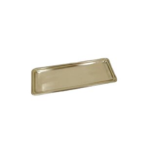 Paslanmaz Çelik Gold Renk Dikdörtgen Dar Metal Düz Sunum Tepsisi Çay Kahve Tatlı Sunum 1 Adet