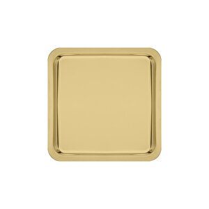 Paslanmaz Çelik Gold Renk Sunum Tepsisi 21 X21 Cm Çay Kahve Pasta Tatlı Servis Sunum Tepsisi 4 Adet