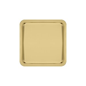 Paslanmaz Çelik Gold Renk Sunum Tepsisi 21 X21 Cm Çay Kahve Pasta Tatlı Servis Sunum Tepsisi 6 Adet