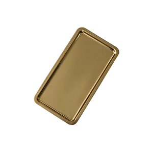 Paslanmaz Çelik Gold Renk Dikdörtgen Geniş Metal Düz Sunum Tepsisi Çay Kahve Tatlı Sunum 1 Adet